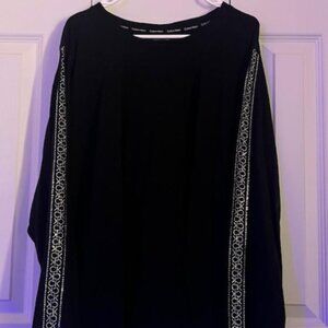 Calvin Klein Black Long Sleeve Pullover with Bling Sleeves 3x EUC